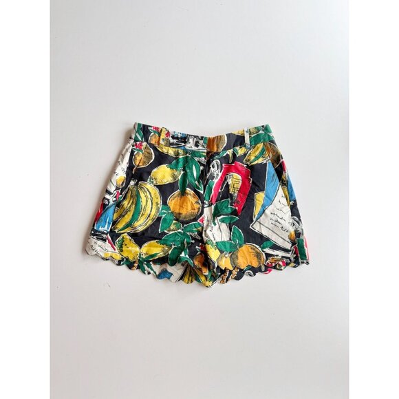 J CREW Postcard Fruit Print Cotton Poplin Scalloped Chino Shorts, Size 00 - Picture 1 of 10